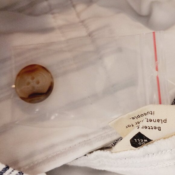 NWT Madewell, Size 14, White Navy Stripe Linen Blend Paper Bag  Crop Pants - Picture 15 of 16